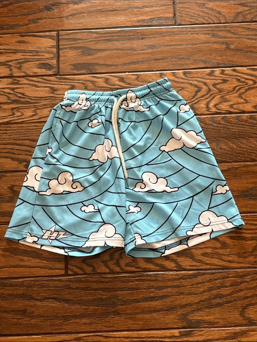 Kids Blue Cloud Print Athletic Shorts